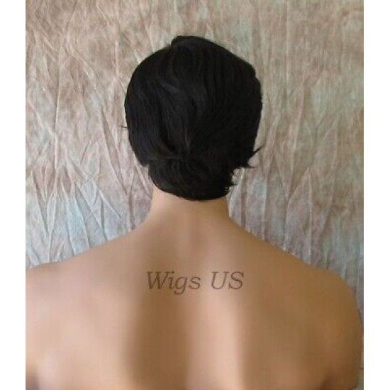 STAR | New Look Darkest Brown Mens Wig Short Straight Layers 