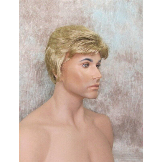 CHARLES | Golden Blonde Short Layered Men's Wig Simulated Side Part Man 