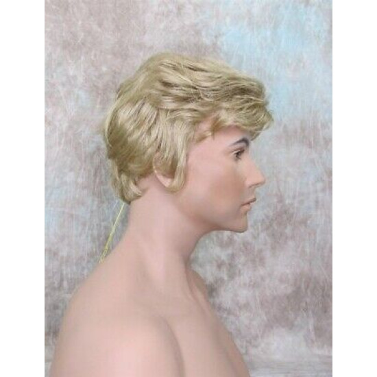 CHARLES | Golden Blonde Short Layered Men's Wig Simulated Side Part Man 
