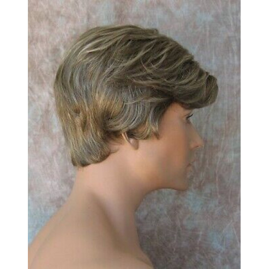 CHARLES | Ash Blonde Short Layered Men's Wig Simulated Side Part Man 