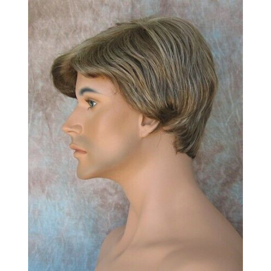 CHARLES | Ash Blonde Short Layered Men's Wig Simulated Side Part Man 
