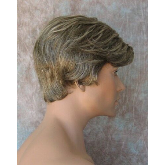 CHARLES | Ash Blonde Short Layered Men's Wig Simulated Side Part Man 