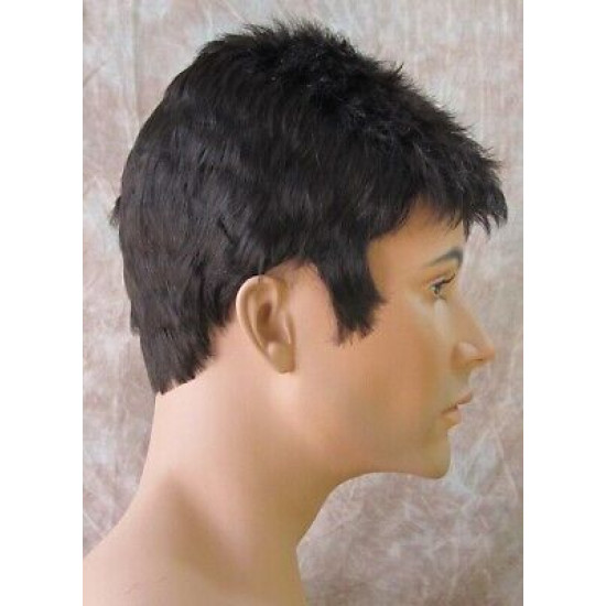 DANNY | Dark Brown Mix Spiky Top Men's Wig Short Short Sides 