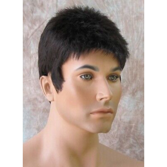 DANNY | Dark Brown Mix Spiky Top Men's Wig Short Short Sides 
