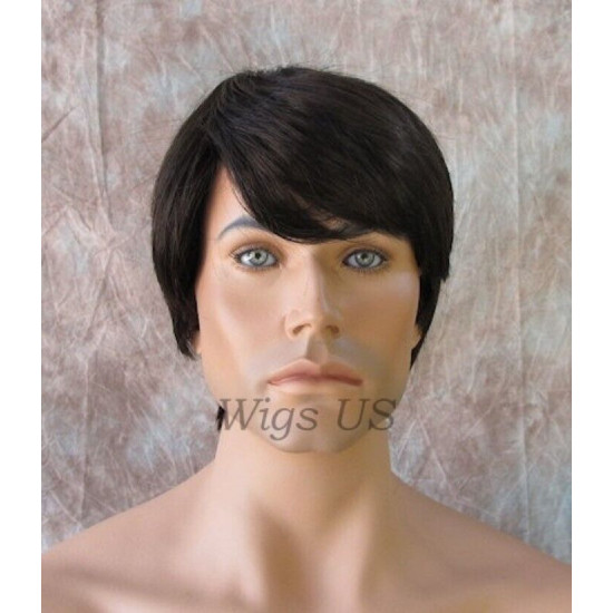 Jackson | Dark Brown Mens Wig Longer Nape Side Swept Bangs | Adora 