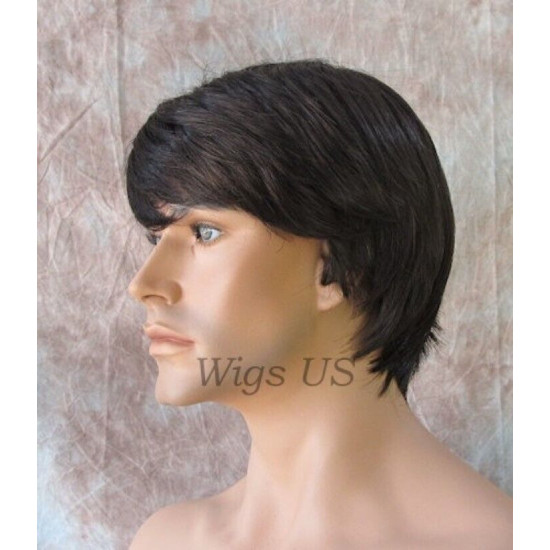 Jackson | Dark Brown Mens Wig Longer Nape Side Swept Bangs | Adora 