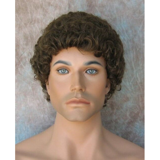 JUSTIN | Medium Brown Men's Wig Short Tight Curls "Will Ferrell Style"