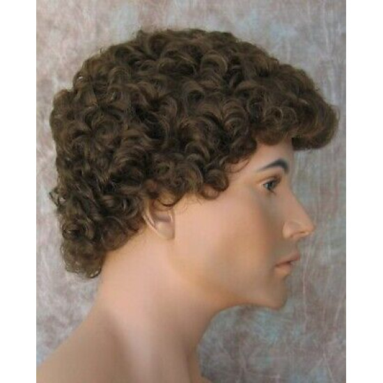 JUSTIN | Medium Brown Men's Wig Short Tight Curls "Will Ferrell Style"