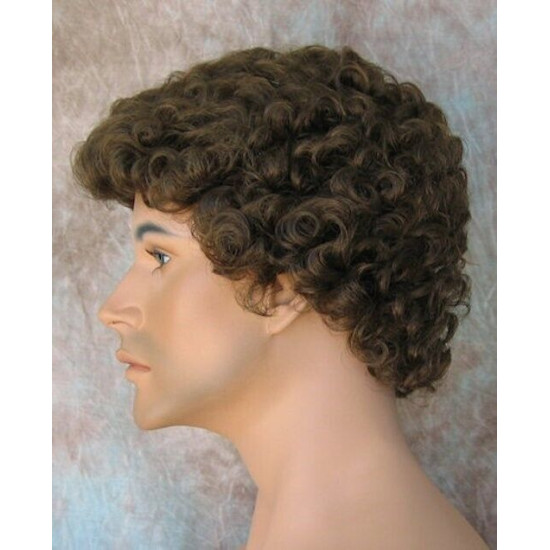 JUSTIN | Medium Brown Men's Wig Short Tight Curls "Will Ferrell Style"