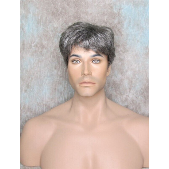 MARK | Charcoal Gray Men's Wig Trendy Wispy Layered Bangs 