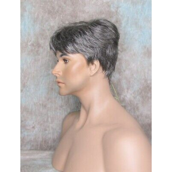 MARK | Charcoal Gray Men's Wig Trendy Wispy Layered Bangs 