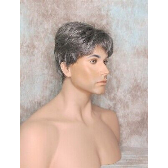 MARK | Charcoal Gray Men's Wig Trendy Wispy Layered Bangs 