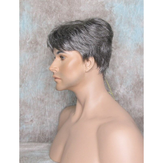 MARK | Charcoal Gray Men's Wig Trendy Wispy Layered Bangs 