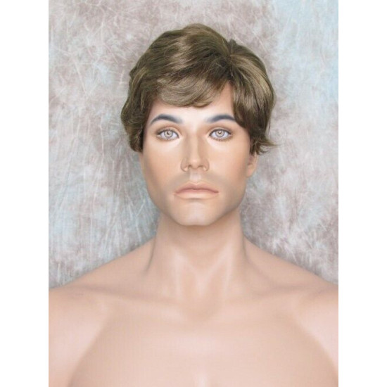 FRANK | Golden Brown Medium Blonde Short Thick Wavy Full Men's Wig 