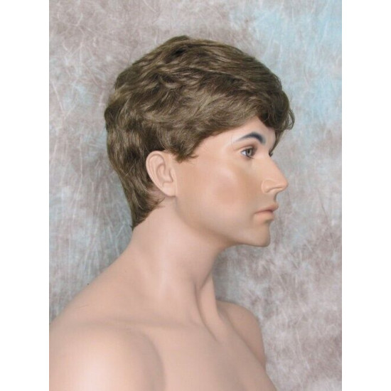 FRANK | Golden Brown Medium Blonde Short Thick Wavy Full Men's Wig 