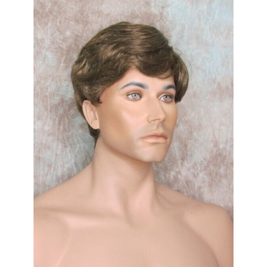 FRANK | Golden Brown Medium Blonde Short Thick Wavy Full Men's Wig 