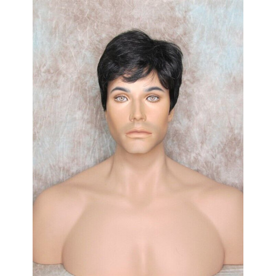 MARK | Black 5% Gray Men's Wig Trendy Wispy Layered Bangs 