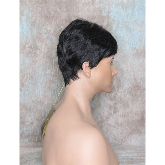 MARK | Black 5% Gray Men's Wig Trendy Wispy Layered Bangs 