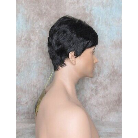 MARK | Black 5% Gray Men's Wig Trendy Wispy Layered Bangs 