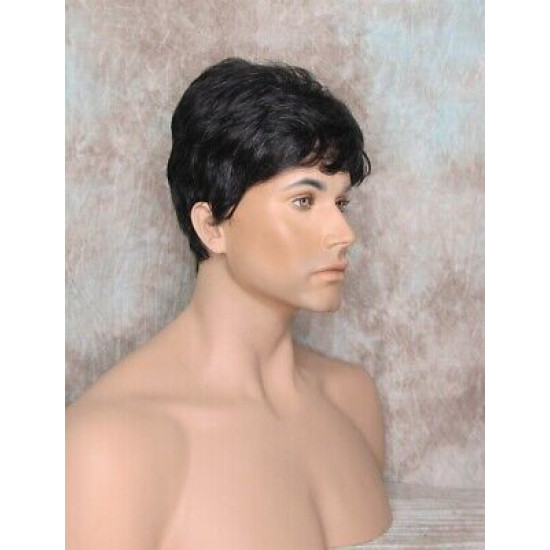MARK | Black 5% Gray Men's Wig Trendy Wispy Layered Bangs 
