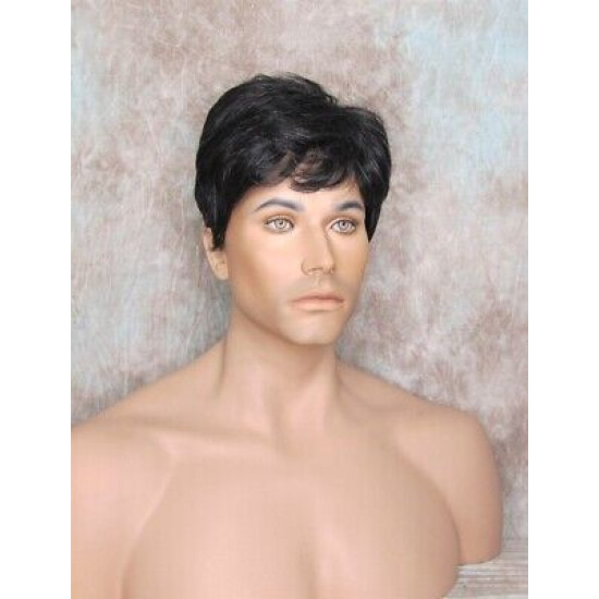 MARK | Black 5% Gray Men's Wig Trendy Wispy Layered Bangs 