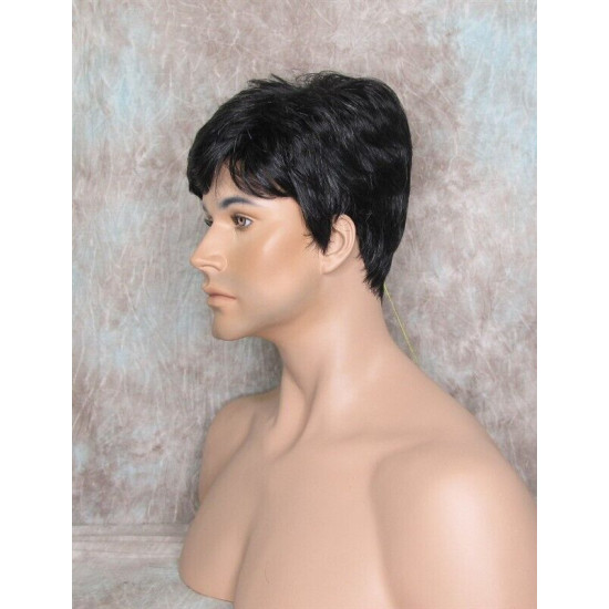 MARK | Black 5% Gray Men's Wig Trendy Wispy Layered Bangs 