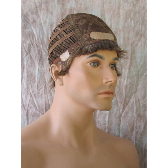 DANNY | Medium Brown Gray Mix Spiky Top Men's Wig Short Short Sides 48