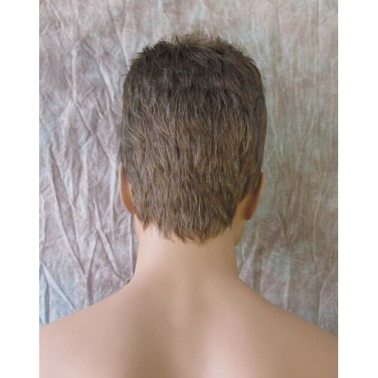 DANNY | Medium Brown Gray Mix Spiky Top Men's Wig Short Short Sides 48
