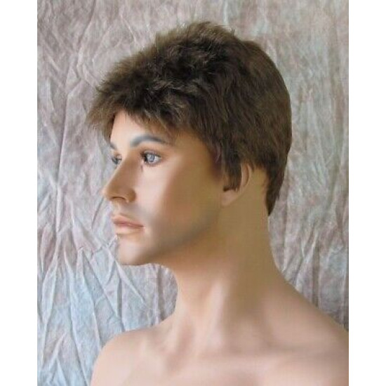 DANNY | Medium Brown Mix Spiky Top Men's Wig Short Short Sides 