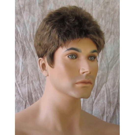 DANNY | Medium Brown Mix Spiky Top Men's Wig Short Short Sides 