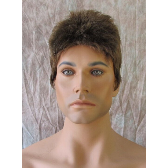 DANNY | Medium Brown Mix Spiky Top Men's Wig Short Short Sides 