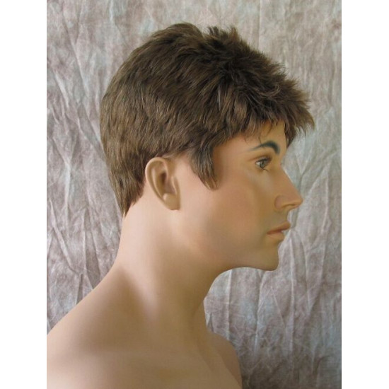 DANNY | Medium Brown Mix Spiky Top Men's Wig Short Short Sides 