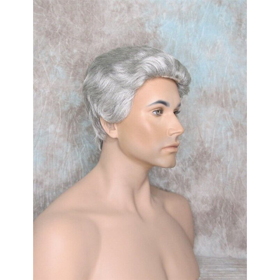 GREGORY | Dark Gray Gentle Wave Men's Wig Longer Top Full Hairpiece 