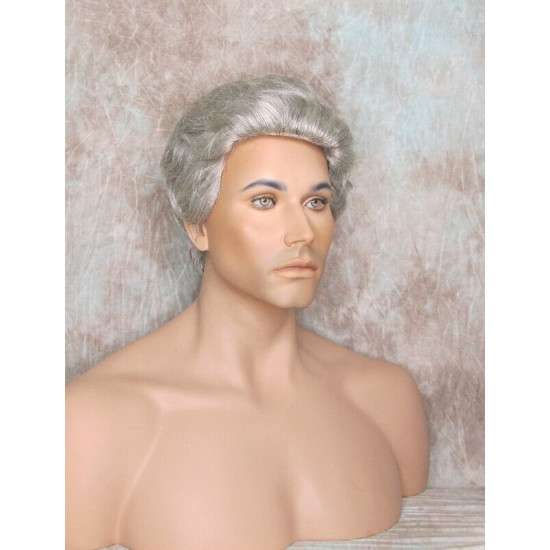 GREGORY | Dark Gray Gentle Wave Men's Wig Longer Top Full Hairpiece 