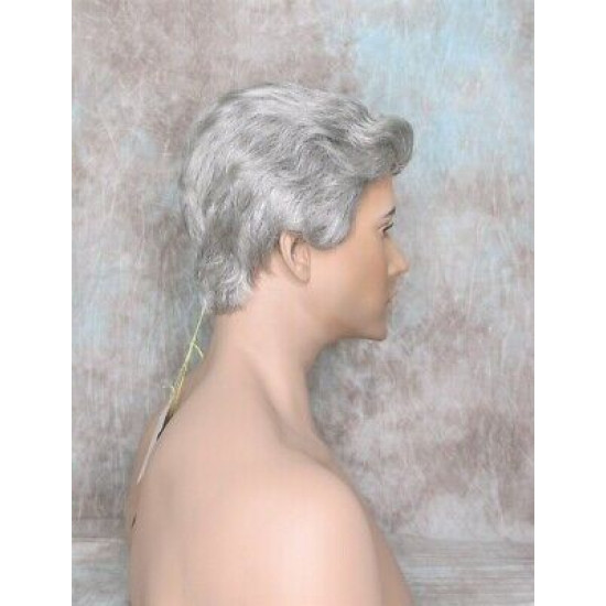 GREGORY | Dark Gray Gentle Wave Men's Wig Longer Top Full Hairpiece 