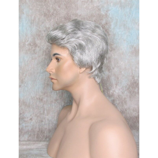 GREGORY | Dark Gray Gentle Wave Men's Wig Longer Top Full Hairpiece 