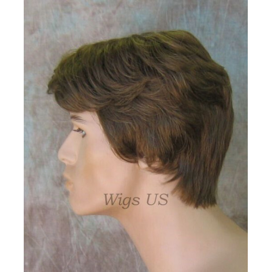 JAY | Medium Brown Mix Short Thick Full Men's Wig Wigs 