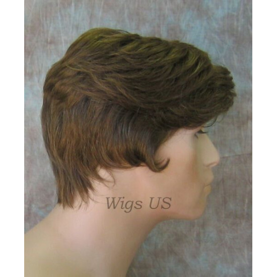 JAY | Medium Brown Mix Short Thick Full Men's Wig Wigs 