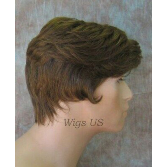 JAY | Medium Brown Mix Short Thick Full Men's Wig Wigs 
