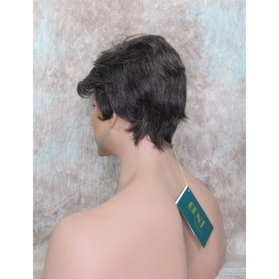 CHARLES | Medium Brown 25% Gray Short Layered Men's Wig Simulated Side Part Man 
