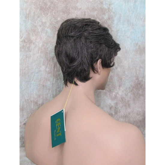 CHARLES | Medium Brown 25% Gray Short Layered Men's Wig Simulated Side Part Man 