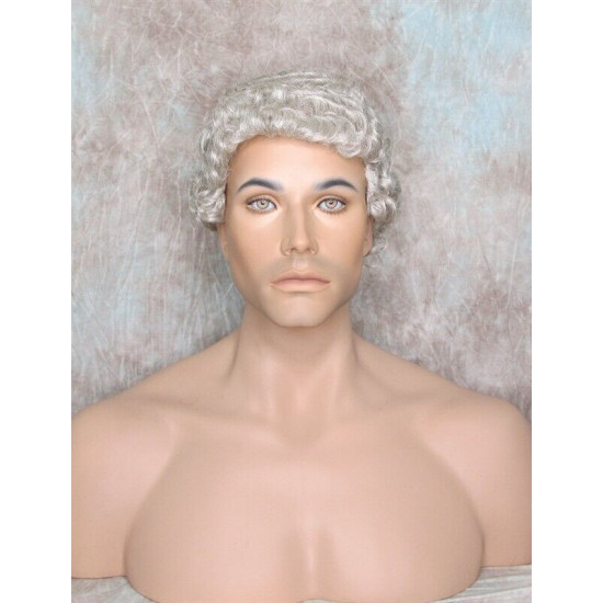 JUSTIN | Medium Gray Men's Wig Short Tight Curls "Will Ferrell Style"