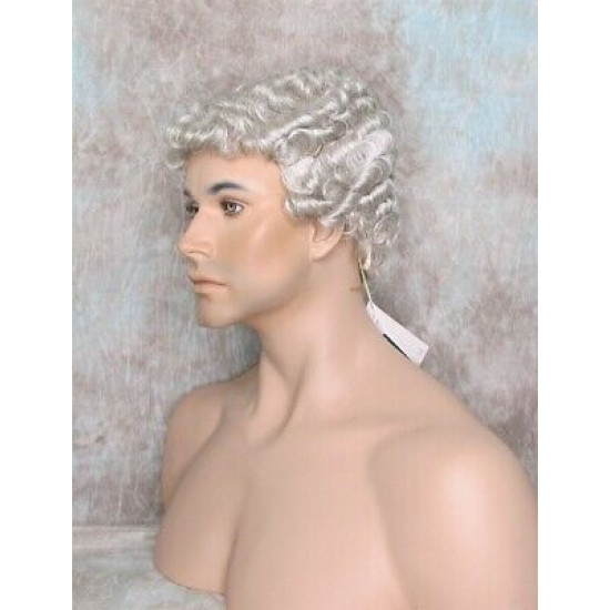 JUSTIN | Medium Gray Men's Wig Short Tight Curls "Will Ferrell Style"