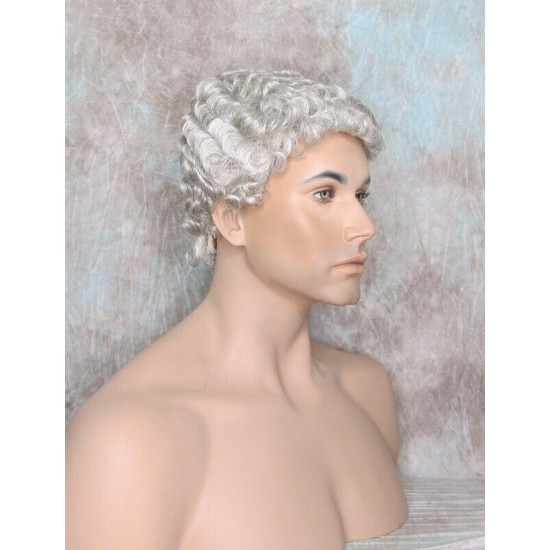 JUSTIN | Medium Gray Men's Wig Short Tight Curls "Will Ferrell Style"