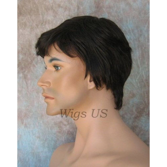 EDWARD | New Look Dark Brown Mens Wig Short Layered Style Left Side Skin Part