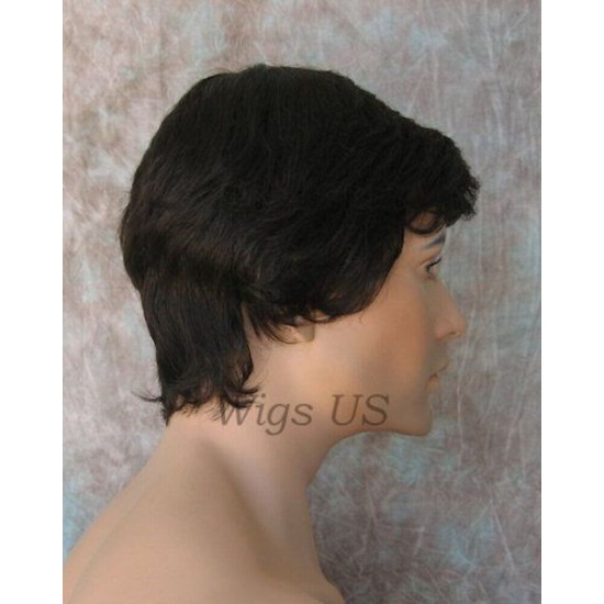 EDWARD | New Look Dark Brown Mens Wig Short Layered Style Left Side Skin Part