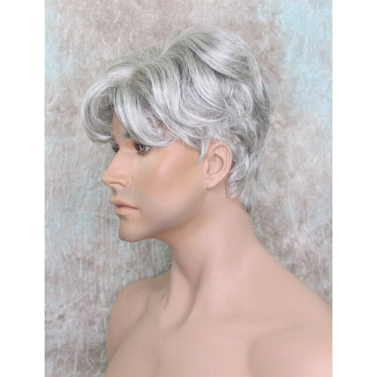 FRANK | Dark Gray Men's Wig Thick Wavy Full Mens Style 