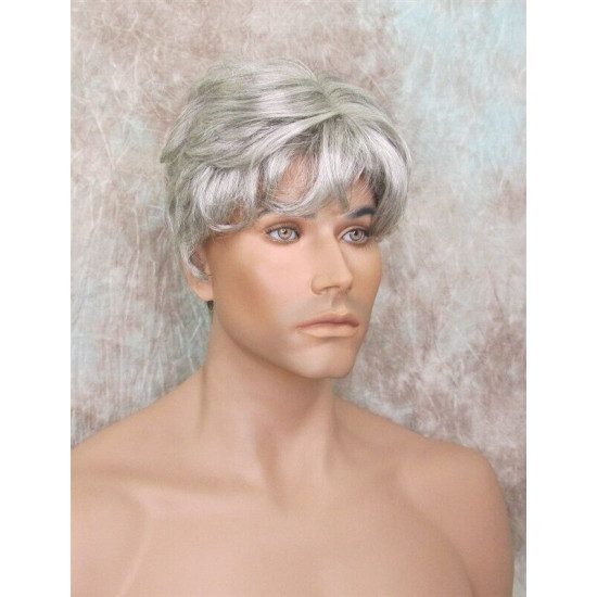 FRANK | Dark Gray Men's Wig Thick Wavy Full Mens Style 