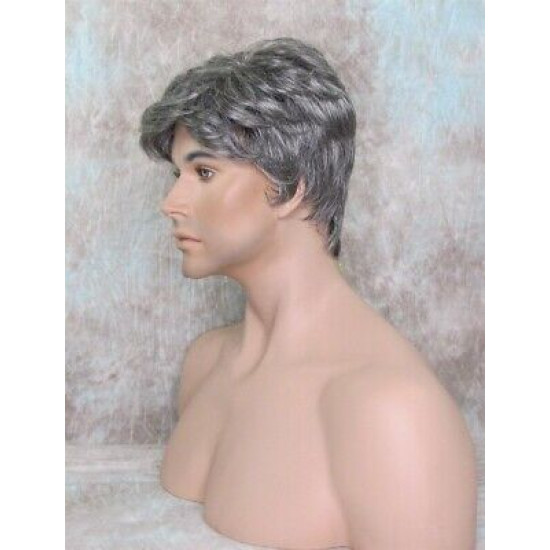 JAY | Charcoal Gray Short Thick Full Men's Wig Wigs 