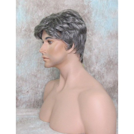 JAY | Charcoal Gray Short Thick Full Men's Wig Wigs 